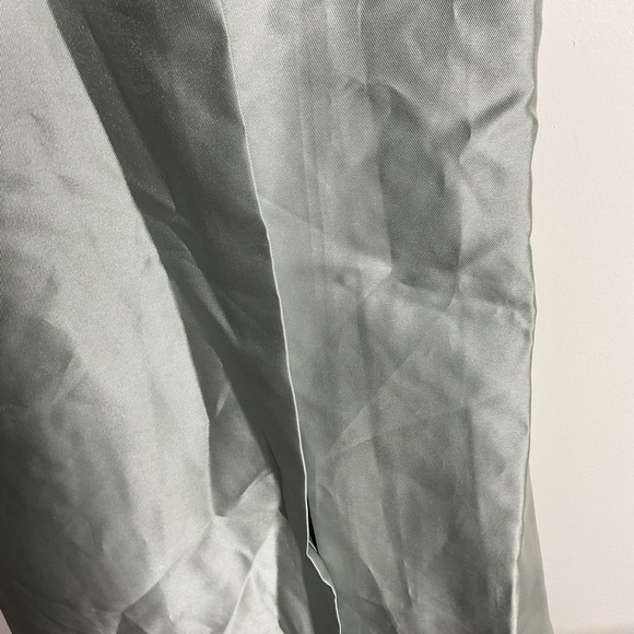 ALFRED SUNG Off Shoulder Bow Satin Corset Fit/Flare Skirt Willow GreenMaxi Dress - Picture 7 of 13